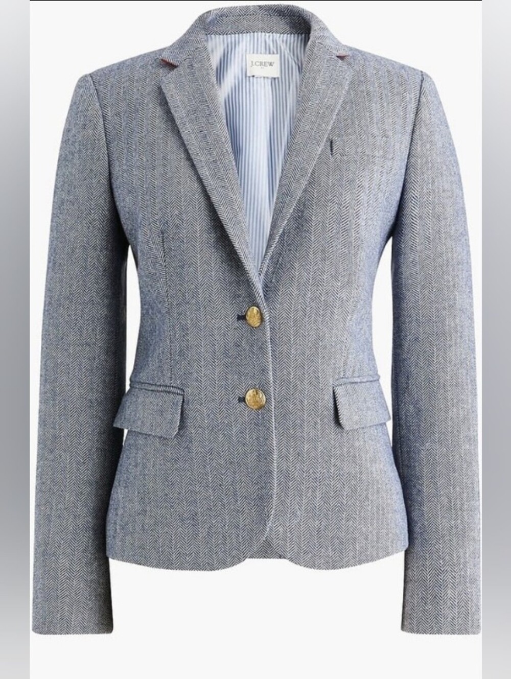 J Crew Wool Blazers Blue Herringbone 2P
